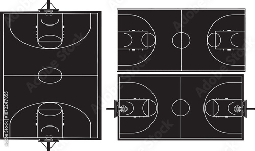 Basketball Court Layouts and Diagrams for Game Strategy.