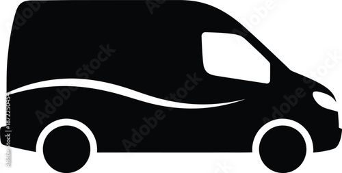 Delivery van icon, commercial cargo vehicle vector illustration