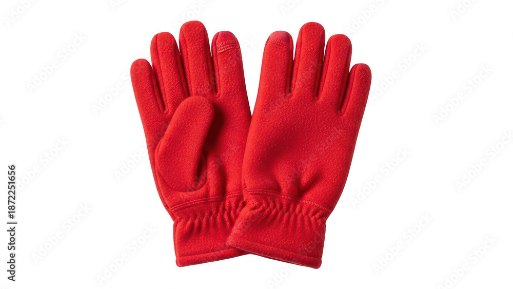Obraz premium red fleece gloves png winter gloves png warm handwear png soft gloves png transparent background image