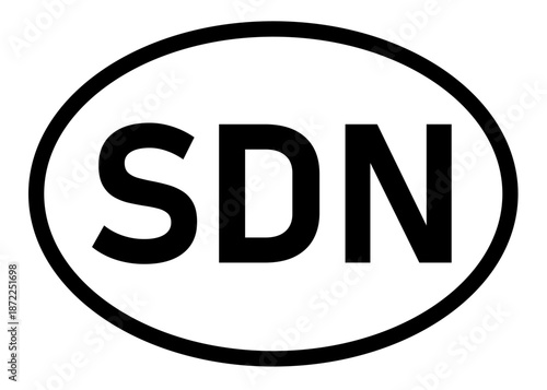 Sudan country code SDN icon vector on a white background
Country code abbreviation oval sticker icon on a white background
