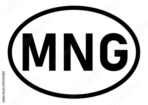 Mongolia country code MNG icon vector on a white background
Country code abbreviation oval sticker icon on a white background