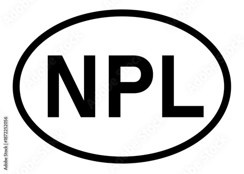 Nepal country code NPL icon vector on a white background
Country code abbreviation oval sticker icon on a white background