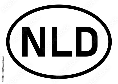 Netherlands country code NLD icon vector on a white background
Country code abbreviation oval sticker icon on a white background