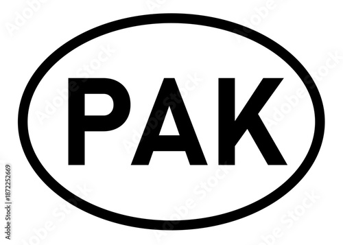 Pakistan country code PAK icon vector on a white background
Country code abbreviation oval sticker icon on a white background