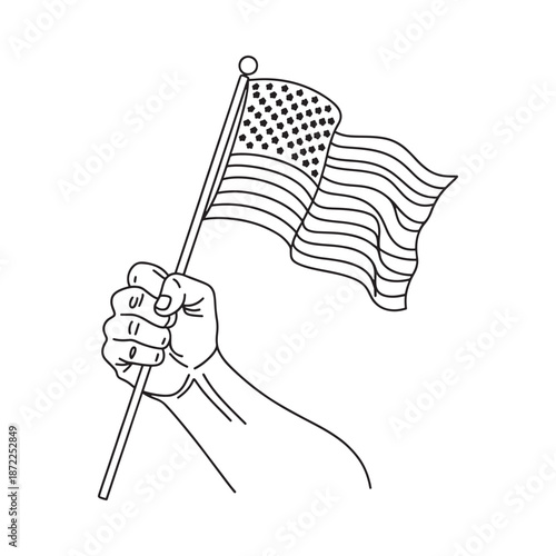 A hand firmly grasping a flagpole with the american flag waving proudly