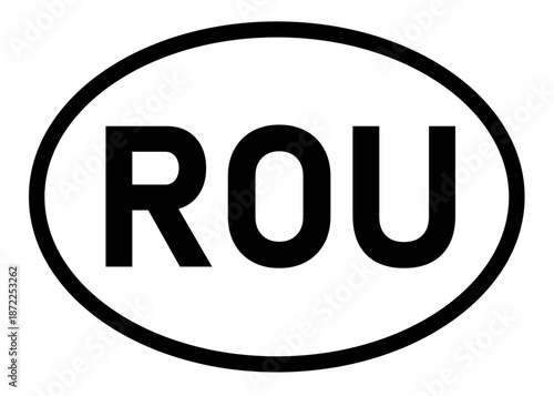 Romania country code ROU icon vector on a white background
Country code abbreviation oval sticker icon on a white background