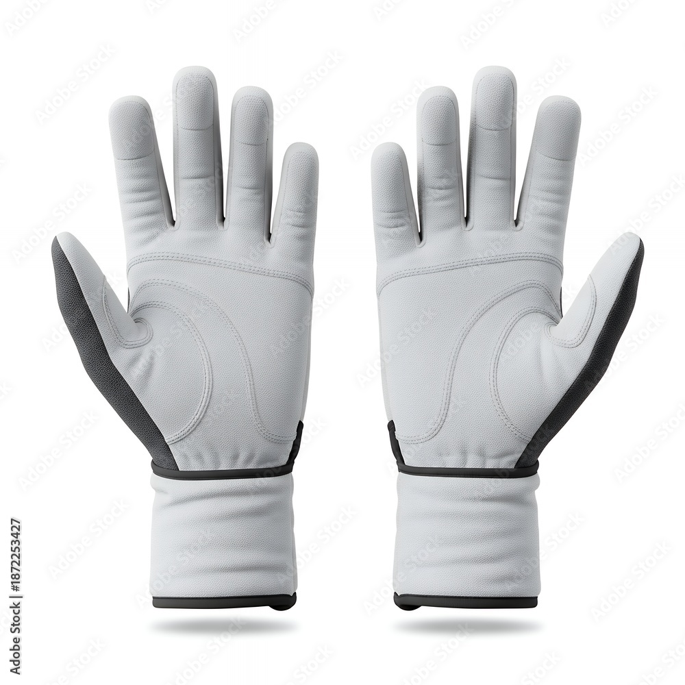 Obraz premium Minimalist White Winter Thermal Gloves with Soft Texture and Elastic Cuffs for Cold Weather Comfort and Outdoor Activities, Isolated Product Photography