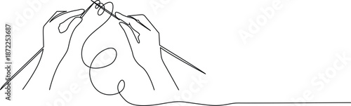 Hands knitting a sweater Vector