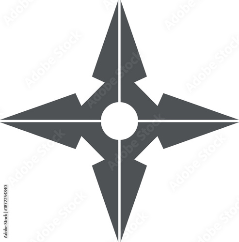 Shuriken ninja throwing star icon isolated on white