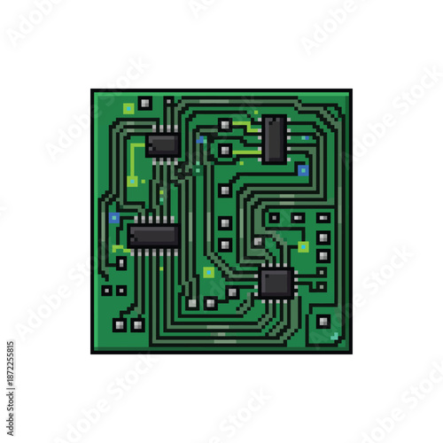 Pixel Art Electronic Circuit Board