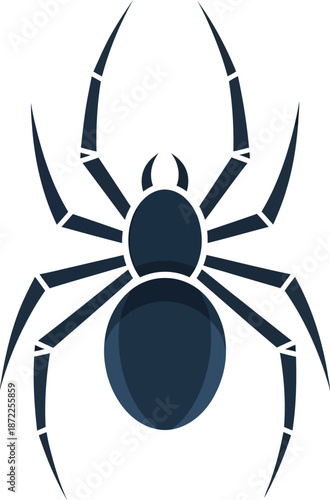 Sleek Dark Spider Vector Graphic Isolated on White Background