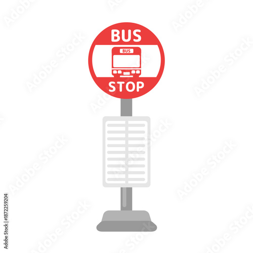 赤色のバス停留所（BUS STOP）イラスト