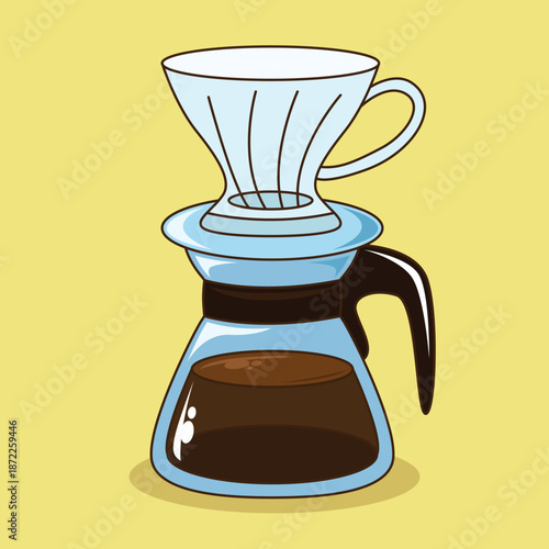 Hand drawn V60 coffee maker vector illustration