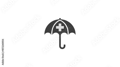 Health insurance concept: An umbrella with a medical cross symbol.