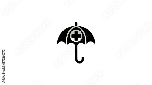Conceptual image of a medical cross emblem within an umbrella.