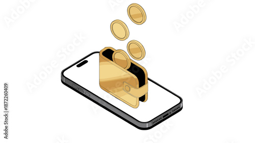 Concept of digital wallet and money transfer.