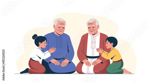 A heartwarming illustration of a multi-generational family sitting together in a moment of love and connection