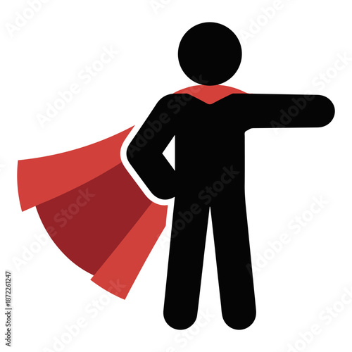 superhero with red cape standing