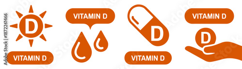 vitamin d capsule icon set