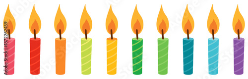 colorful birthday candles flat icon