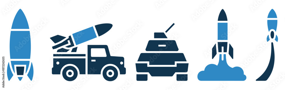 Obraz premium launch missile rocket icon set