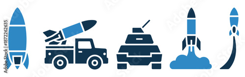 launch missile rocket icon set