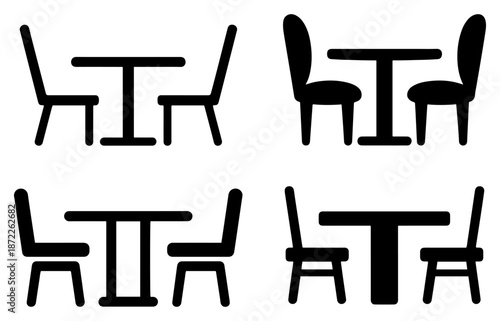 table chair furniture icon set