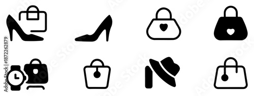 woman fashion accessories icon vector