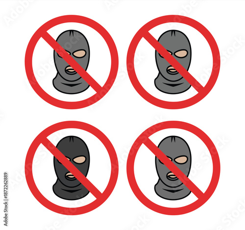Balaclava forbidden sign featuring a prohibition symbol