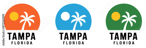 tampa bay travel destination logo set