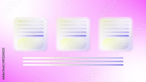 Animated user interface elements on a pink background for saas application demonstration with UI animation and software and technology and digital interface and animated elements