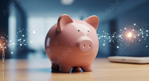 Elegant piggy bank symbolizing savings, financial growth, investment, wealth, economic stability, prosperity, money management, and secure financial future in modern banking