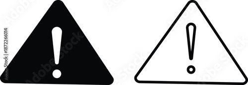 Warning icon set. Alert signal symbols. Caution and danger notice design. Hazard sign. Exclamation icons
