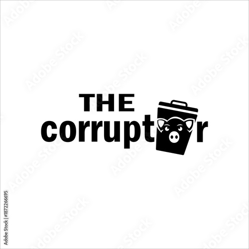 The Corruptor Logo Vector Icon Black Trash Bin Pig Illustration