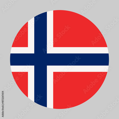 Flag of Norway in circular shape with accurate proportions and official colors
