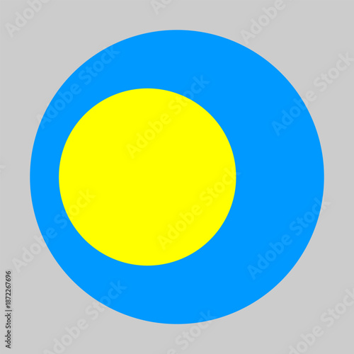 Flag of Palau in circular shape with accurate proportions and official colors