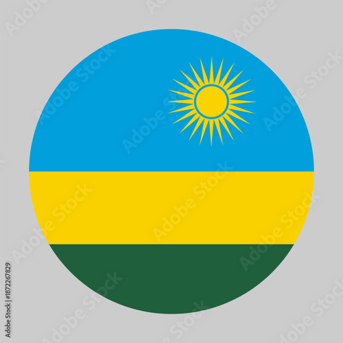 Flag of Rwanda in circular shape with accurate proportions and official colors