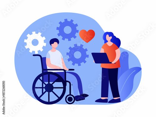 Diverse people collaborating with care and technology