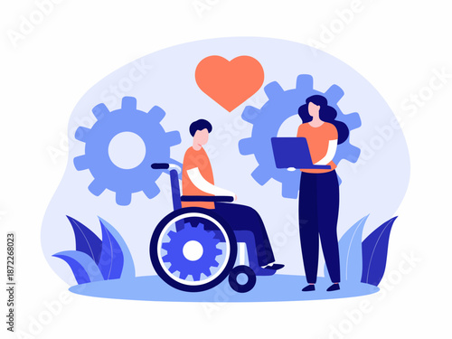 Diverse team working together with care and technology