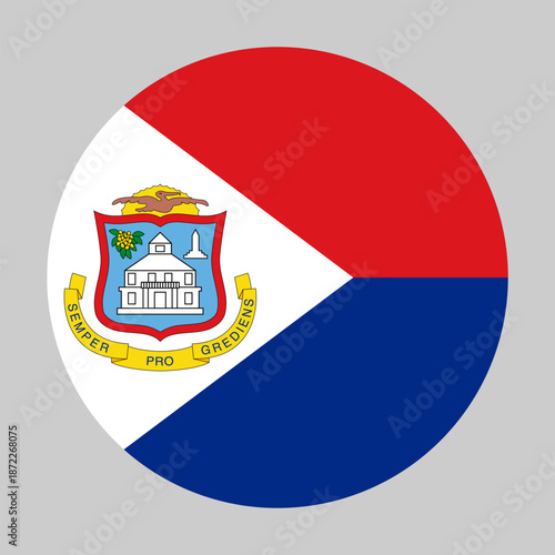 Flag of Sint Maarten in circular shape with accurate proportions and official colors
