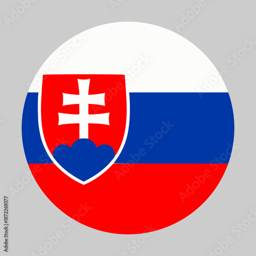 Flag of Slovakia in circular shape with accurate proportions and official colors