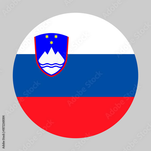 Flag of Slovenia in circular shape with accurate proportions and official colors