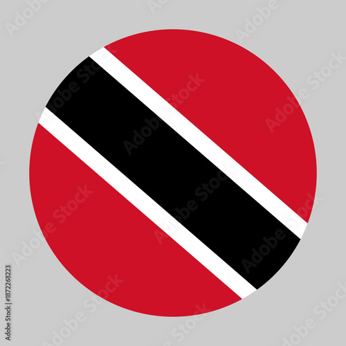 Flag of Trinidad and Tobago in circular shape with accurate proportions and official colors. Representing national identity and patriotism