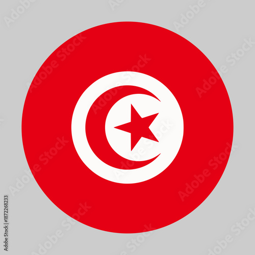 Free Download Flag of Tunisia in circular shape with accurate proportions and official colors. Representing national identity and patriotism - GFXLoad