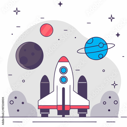 Illustration of a rocket in space