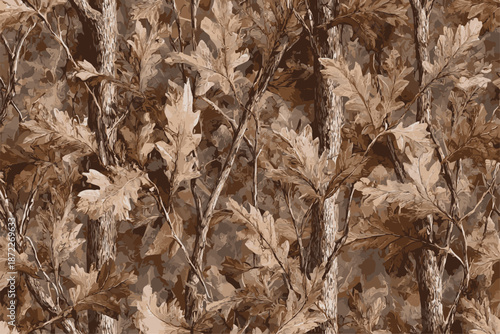 Real tree forest camouflage seamless pattern design pattern for hunting and military uniform. Hunting camouflage. Camouflage background