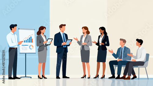 Business meeting with presentation