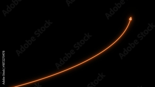 Glowing Orange Arrow Ascending on Black Background Growth Success Concept ascending arrow growth concept