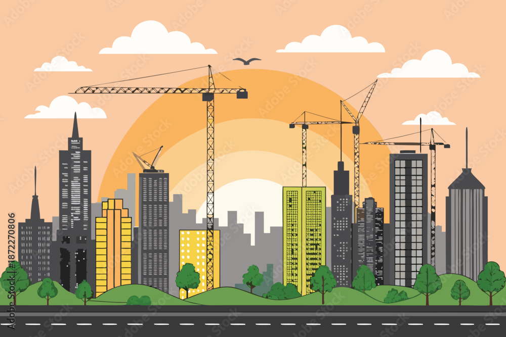 Obraz premium Gdp Growth Skyline Infrastructure