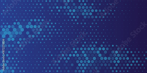 Abstract Digital Blue Hexagons Business or Science Background. Medical Research or Tech Innovation Online Webinar Presentation Event. Conference or Forum Vector Illustration Backdrop.